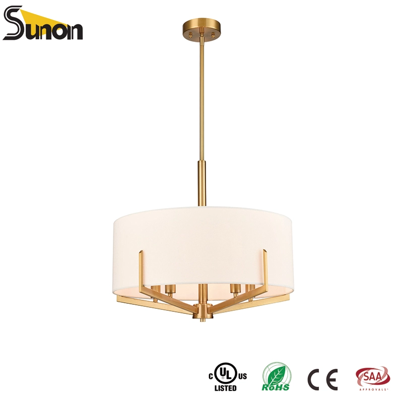 White Fabric Shade Modern Chandelier