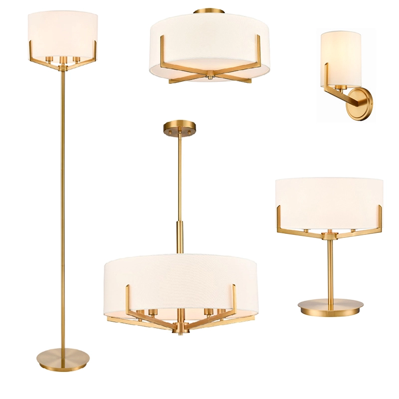 White Fabric Shade Modern Chandelier